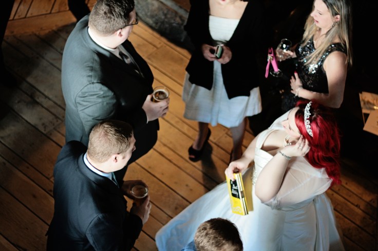 Visiting with guests during cocktail hour